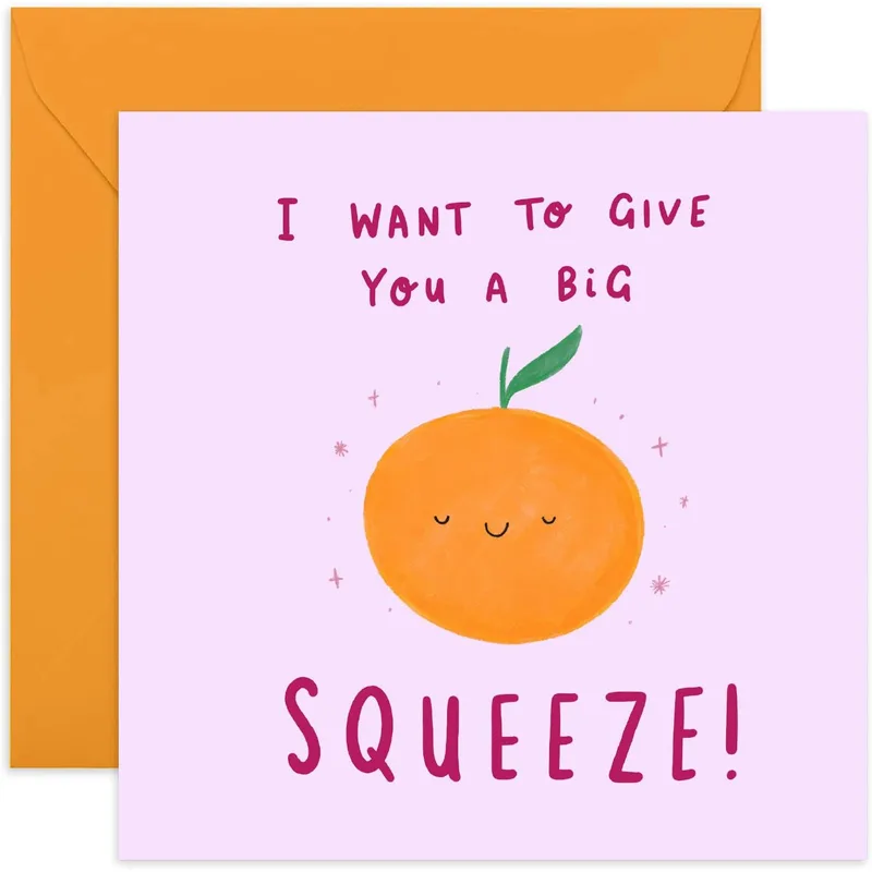 Cute Orange Friend Card: A Big Squeeze for You