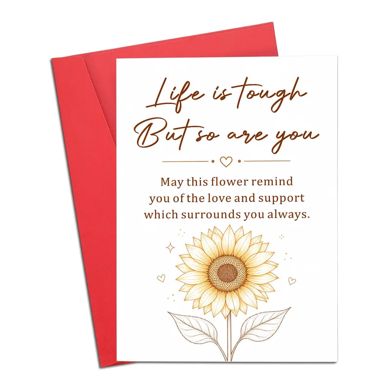 Life Is Tough Card with a Sunflower Line Art Design