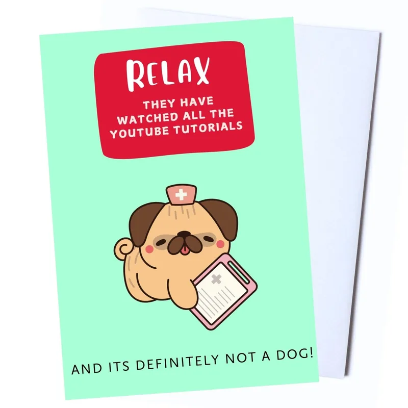 Pug Doctor Card for a Recovery Day, Relax Mate