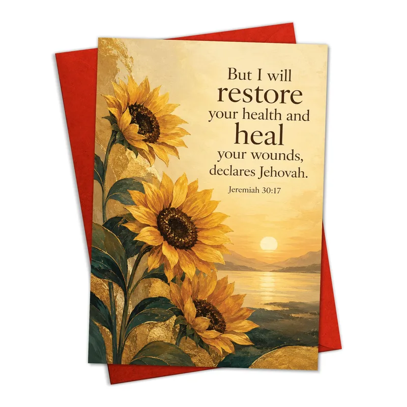 Restore Your Health Card: Golden Sunflowers at Sunset