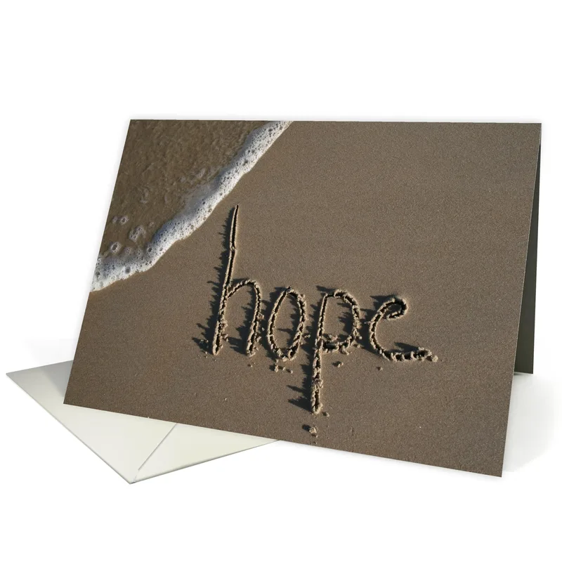Beach Hope Card: A Sand Writing Design for Encouragement and Healing