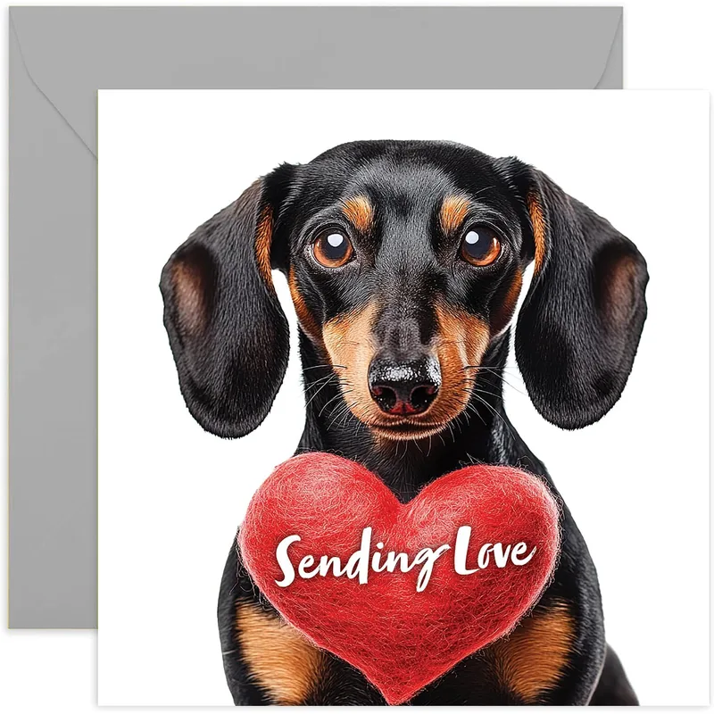 Dog Lover Love Card with a Dachshund and Red Heart