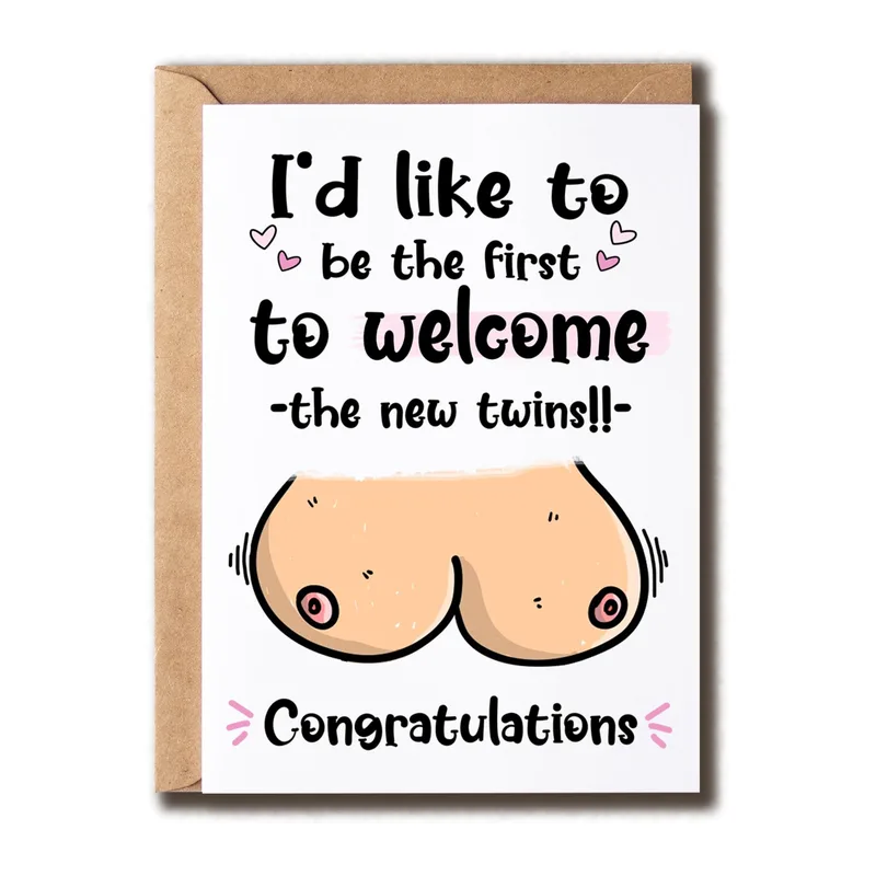 Welcome New Twins Card: A Cheeky Congratulations