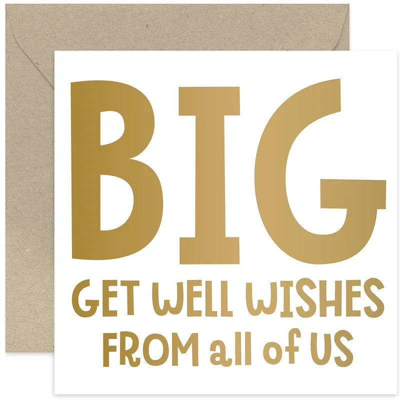 Gold Bold Lettering Card for Get Well Wishes from Everyone