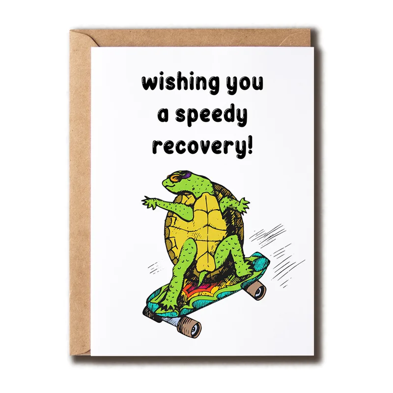 Turtle Skateboard Card: A Speedy Recovery Wish