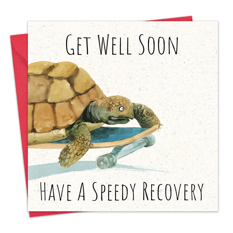 Get Well Soon Turtle Card with a Skateboard Twist