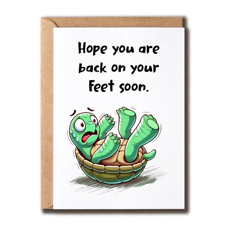 Feet Recovery Card: A Turtle Flipped Over on Its Back