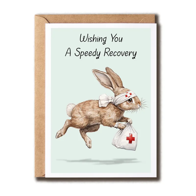 Rabbit Nurse Card: Wishing You A Speedy Recovery