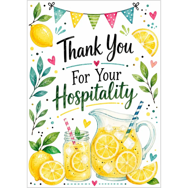 Lemonade Thank You Card for Gracious Hosts