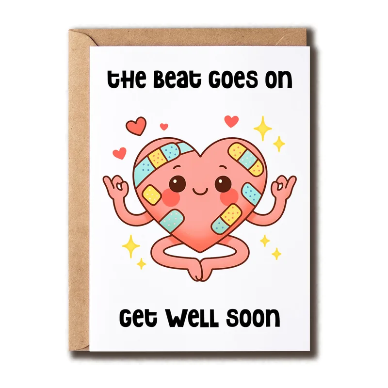 Heart Bandages Card: The Beat Goes On Get Well Soon