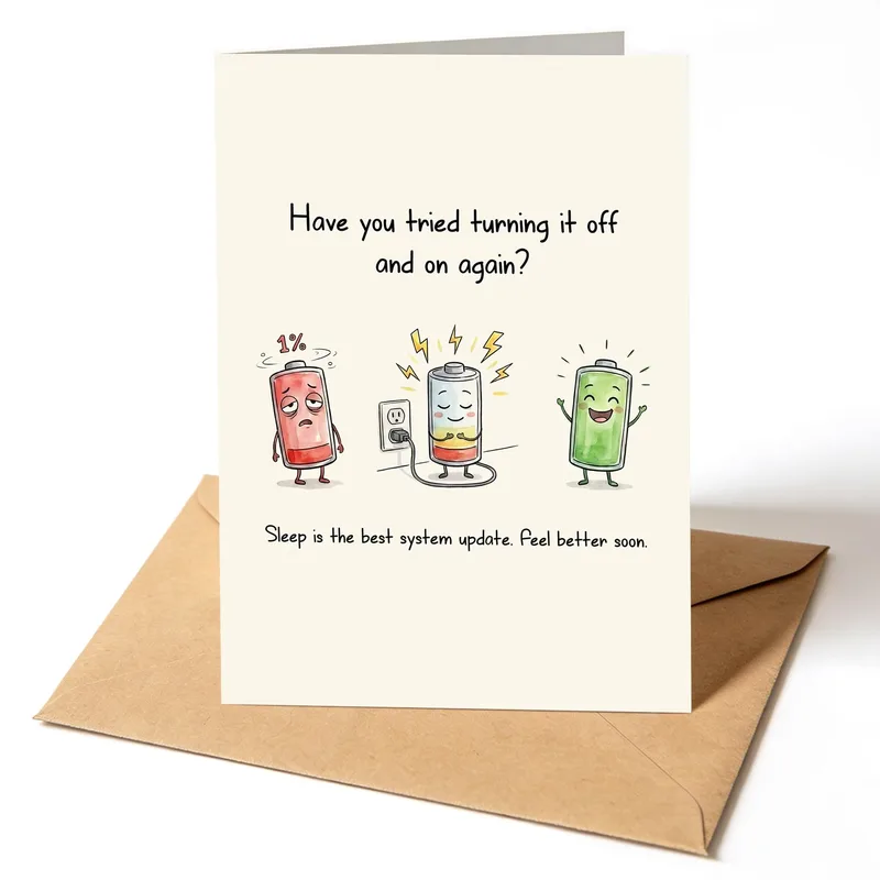 Tech Humor Get Well Card for Coworker Colleague Friends Men Women