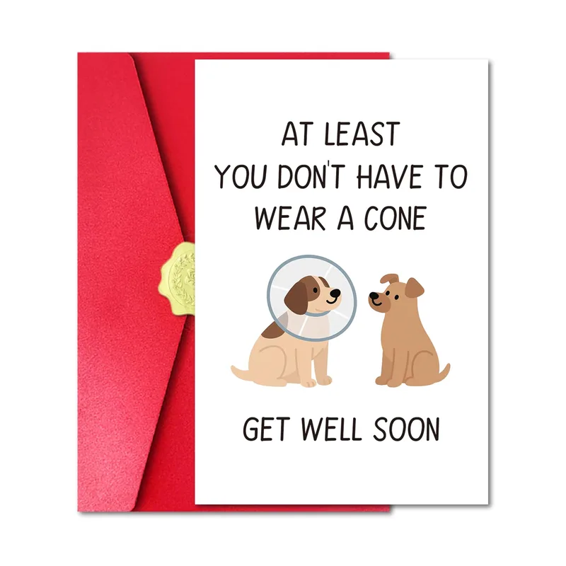Dogs Medical Cone Get Well Card for Surgery Recovery Humor