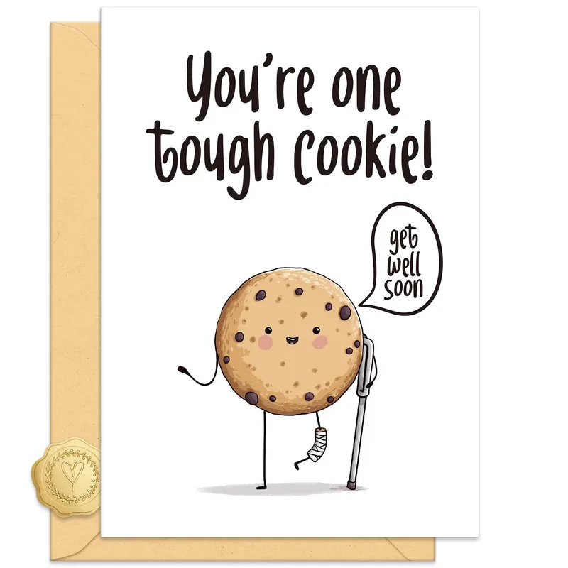 Injured Cookie Crutch Get Well Card for a Tough Friend