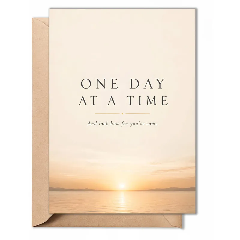 Over Water Serene Sobriety Card: One Day At A Time Design