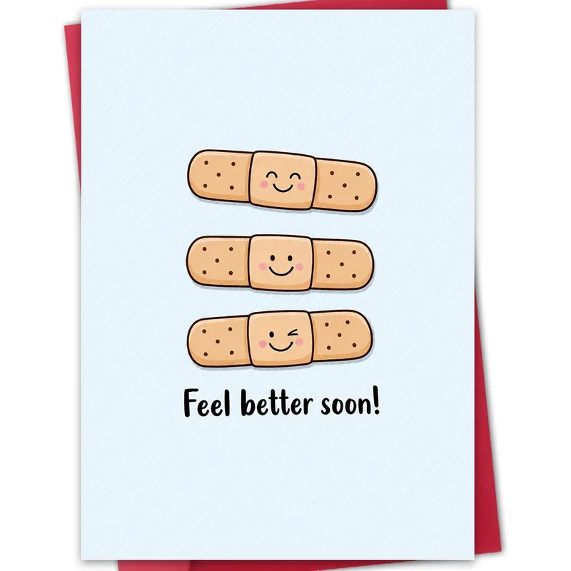 Cute Smiling Bandages Get Well Card for a Cheerful Recovery