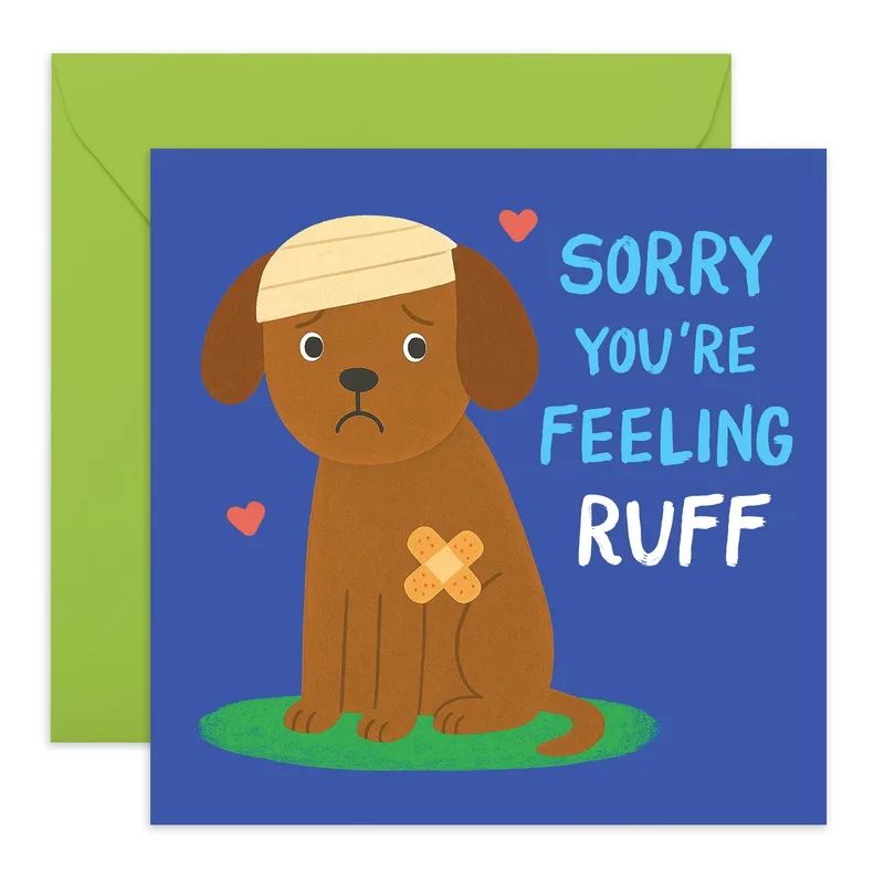 Brown Dog Bandages Get Well Card for Surgery Recovery