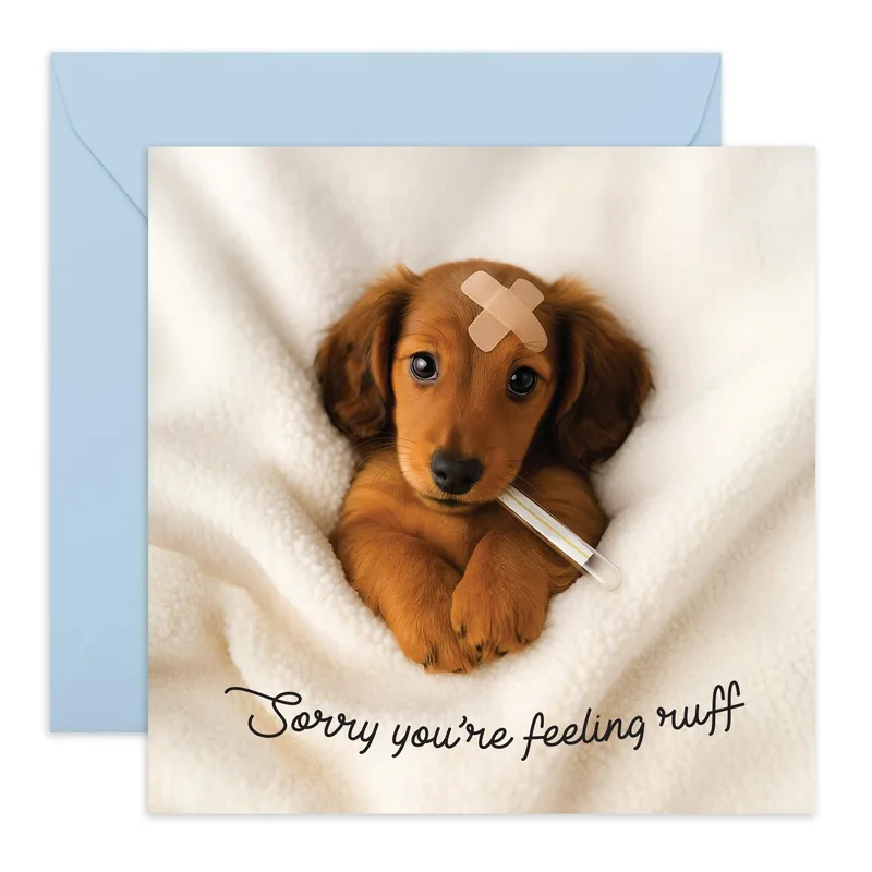 Brown Puppy Bandage Get Well Card for Recovery