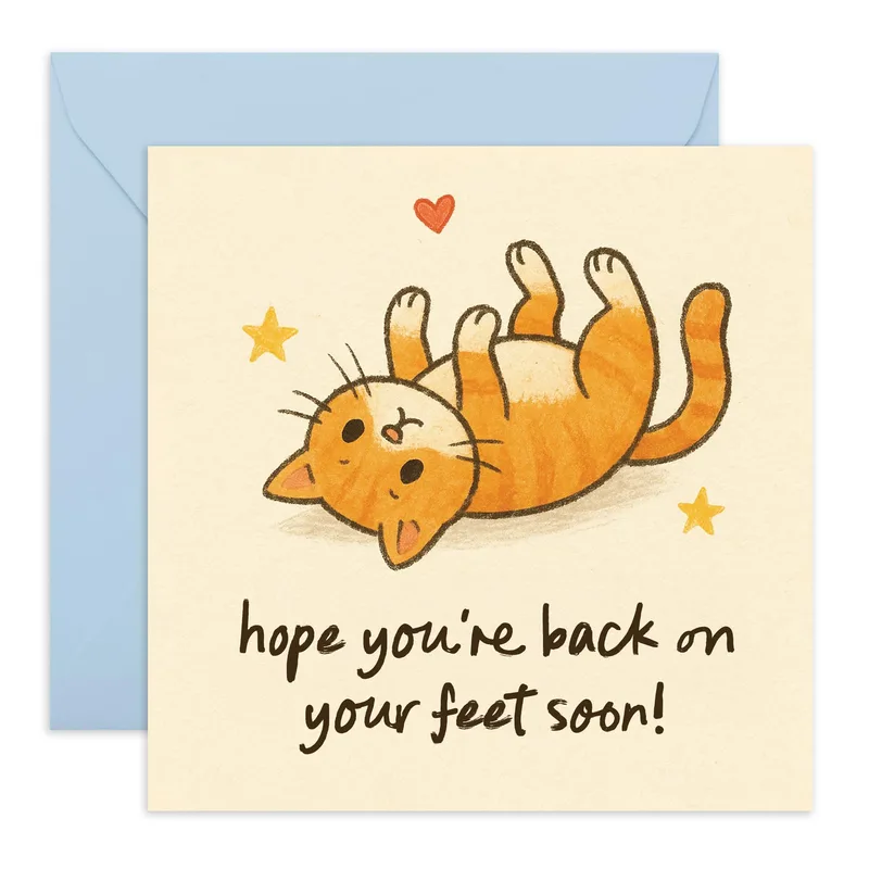 Playful Orange Cat Get Well Card for Speedy Recovery