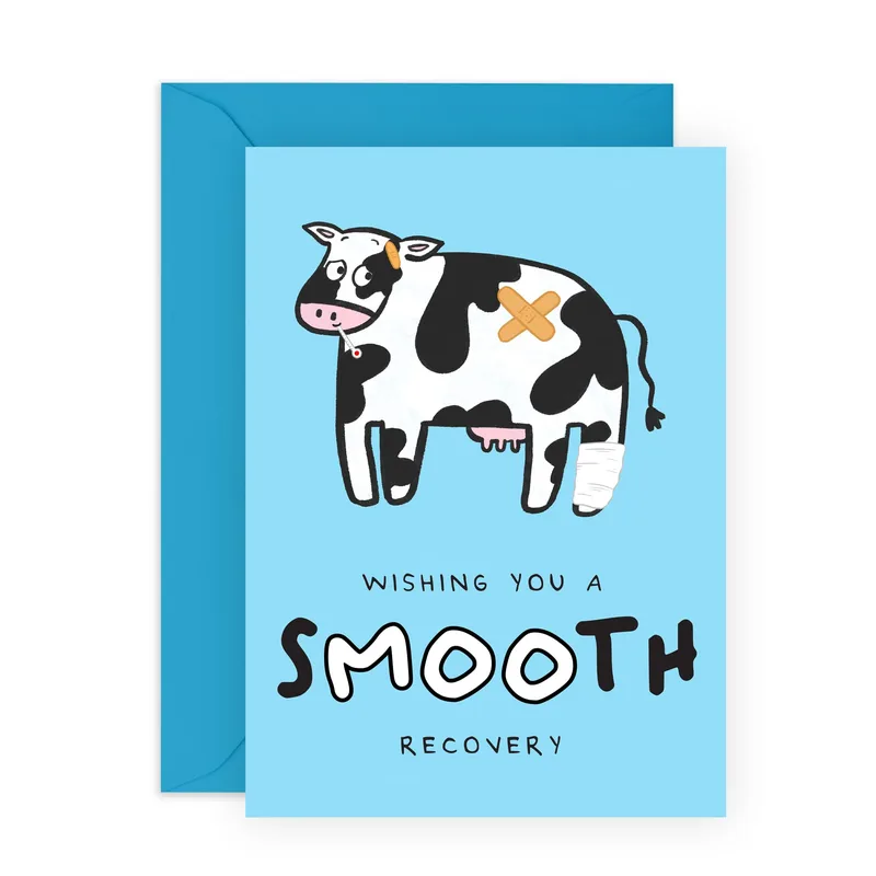 Black White Cow Get Well Card for a Smooth Recovery