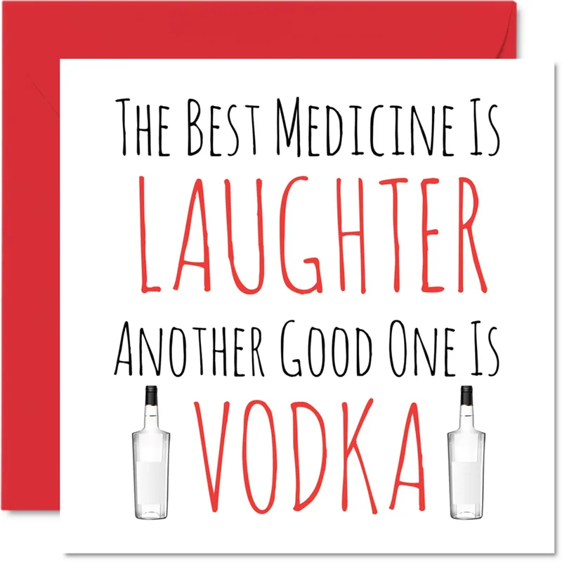 Red Vodka Bottles Get Well Card for a Funny Recovery
