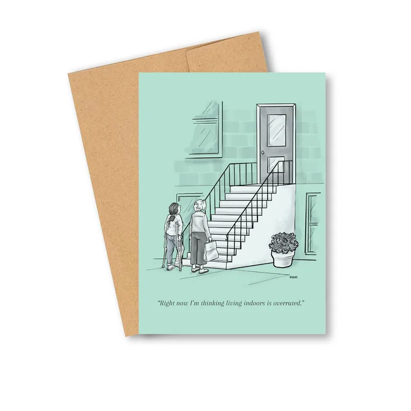 Mint Stairs Get Well Card for Recovery Humor