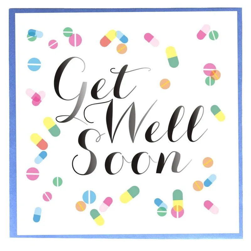 Colorful Pills Pattern Get Well Card for Recovery
