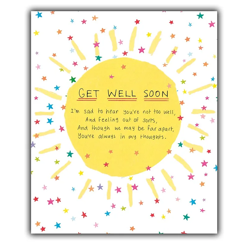 Sun Stars Pattern Get Well Card Brightens Recovery Days