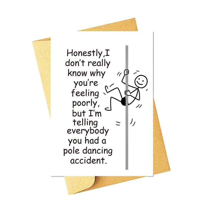 Figure Pole Sketch Get Well Card for Humor Recovery