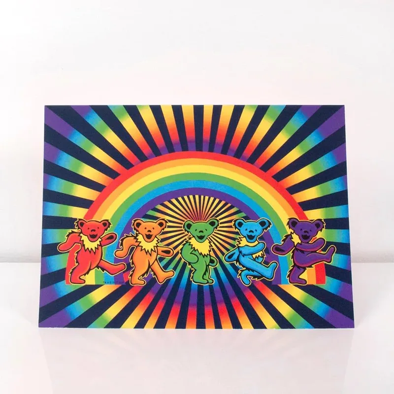 Rainbow Dancing Bears Stripes Card for a Joyful Recovery