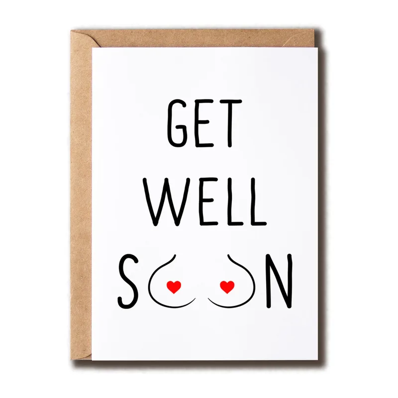 Black Red Hearts Get Well Card for Breast Surgery Recovery