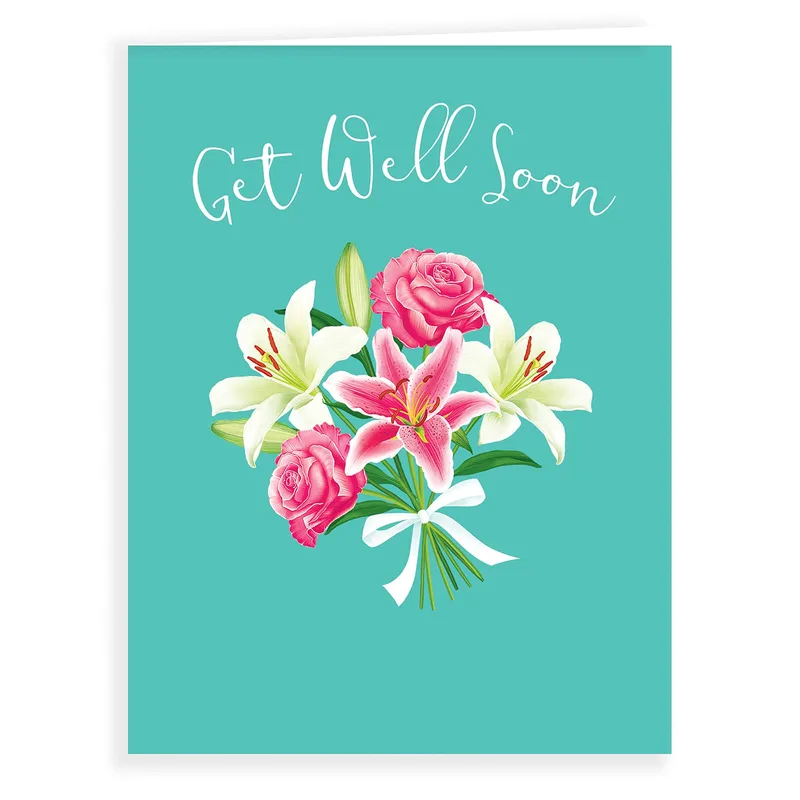 Lily Rose Bouquet Get Well Card for a Bright Recovery