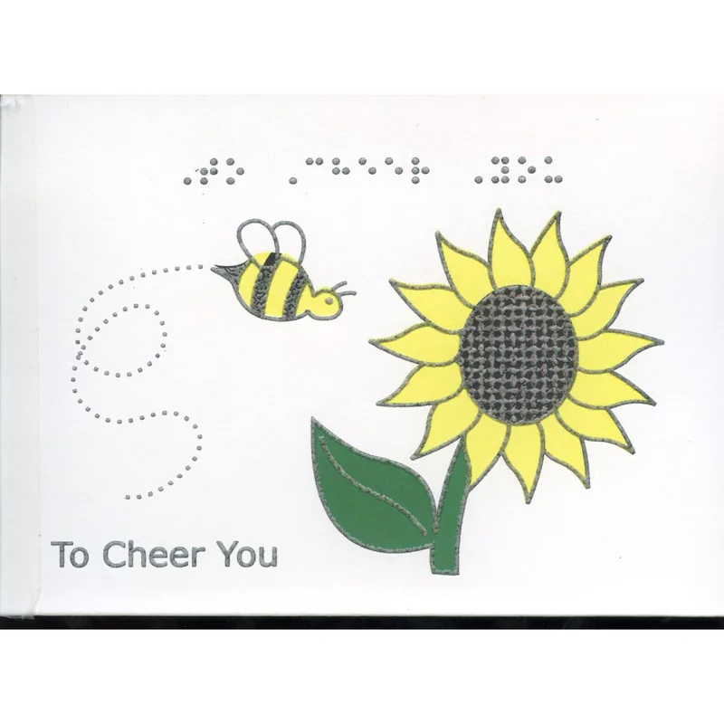 Bee Sunflower Braille Encouragement Card for Recovery Support