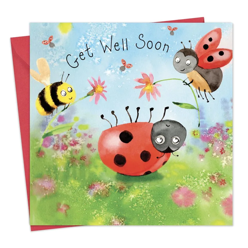 Ladybugs Bee Meadow Get Well Card for Kids Recovering from Illness
