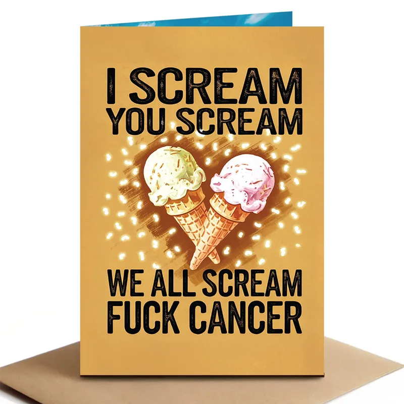 Cream Cones Orange Cancer Support Card for Recovery