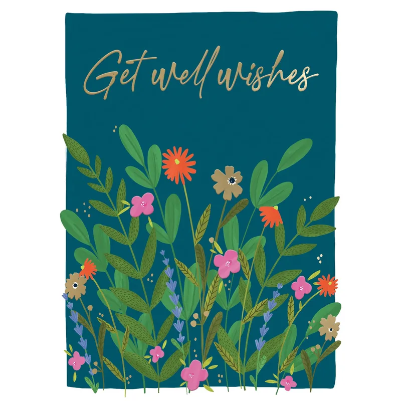 Flower Garden Pattern Get Well Card for Recovery Support