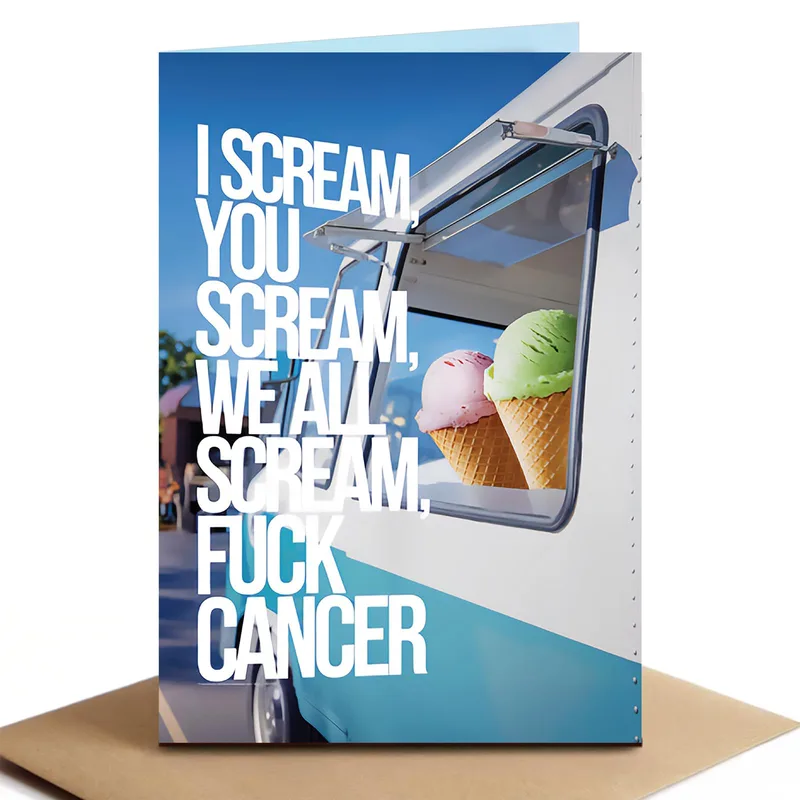 Cream Van Window Cancer Support Card for Recovery