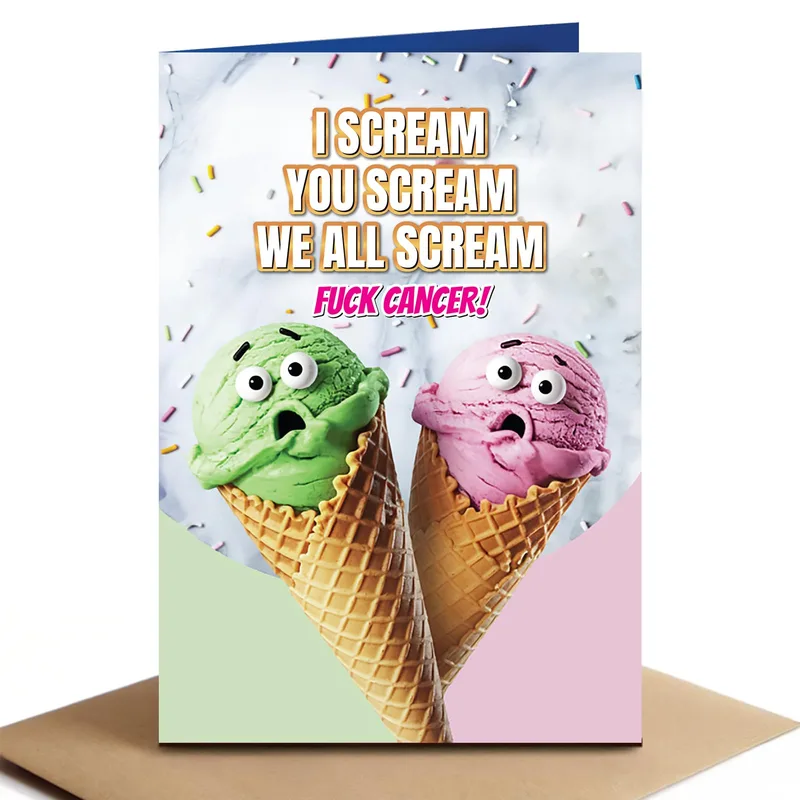 Cream Cones Confetti Cancer Support Card for Recovery