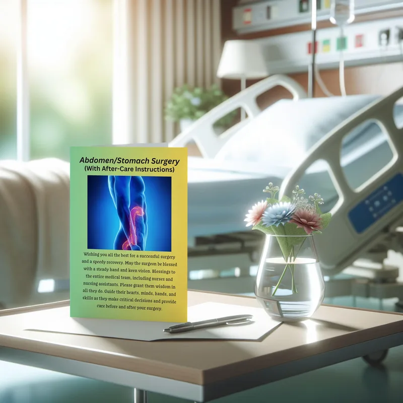 Yellow Leaflet Hospital Get Well Card for Abdominal Surgery Recovery