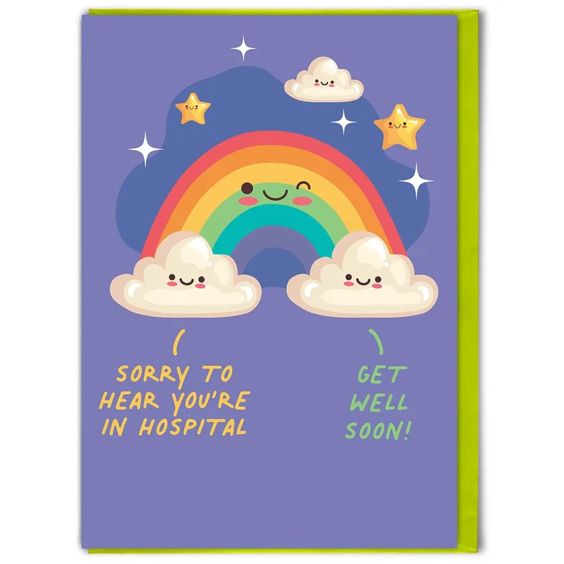 Clouds Purple Background Get Well Card for Hospital Recovery