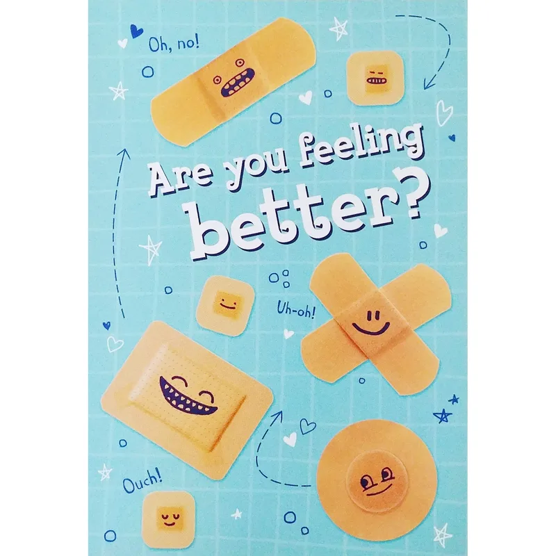 Bandages Smiley Pattern Get Well Card – Greeting Card in natural