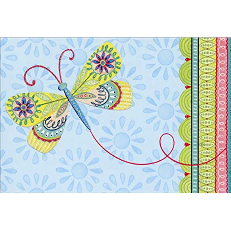 Blue Patterned Butterfly Get Well Card – Greeting Card in natural