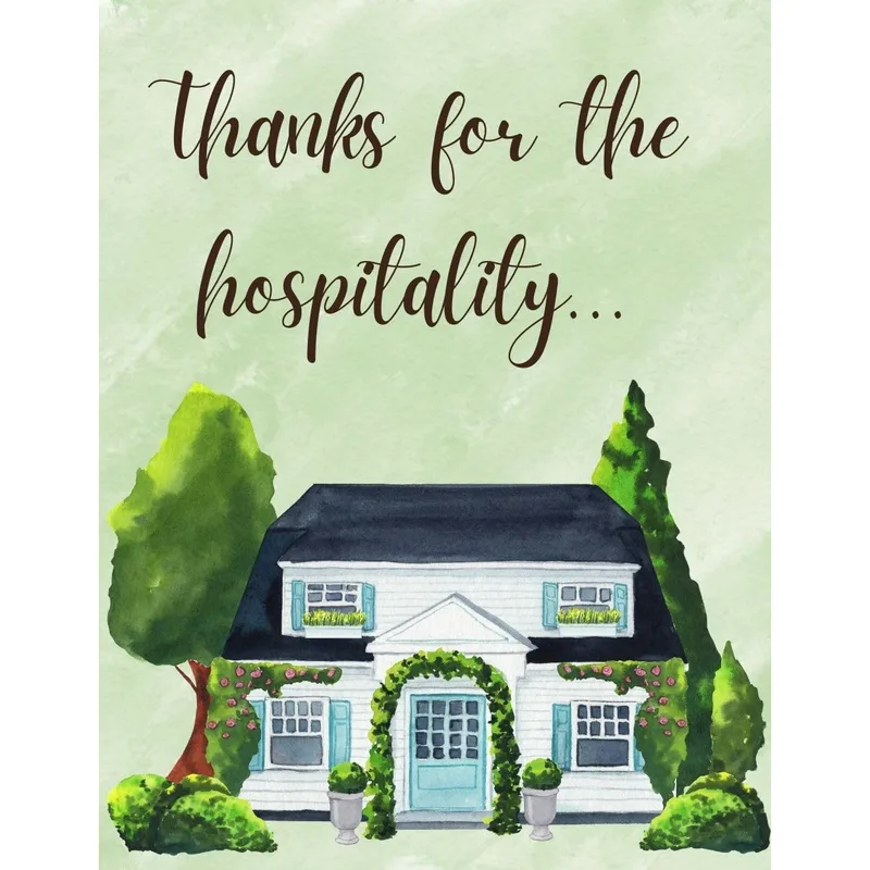 Green House Thank You Card: Watercolor Home Design