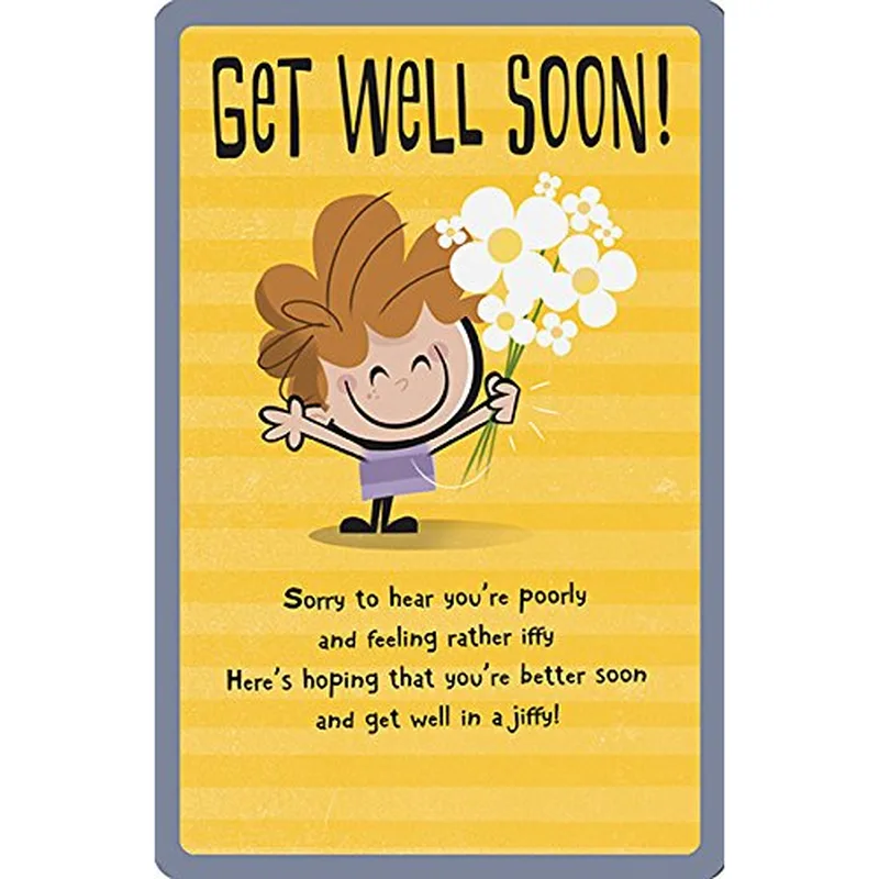 Girl White Flowers Get Well Card for Someone Feeling Iffy
