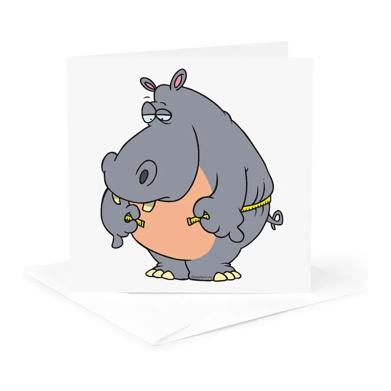 Grey Hippo Measuring Tape Card for Surgery Recovery Humor